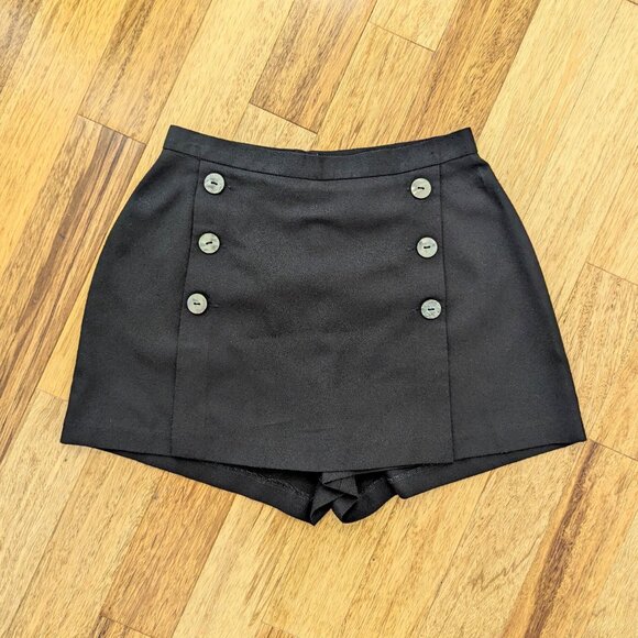 VTG 90s Y2K Contempo Casuals Black High Waisted Mini Pearl Sailor Skort Size 5 - Picture 1 of 7